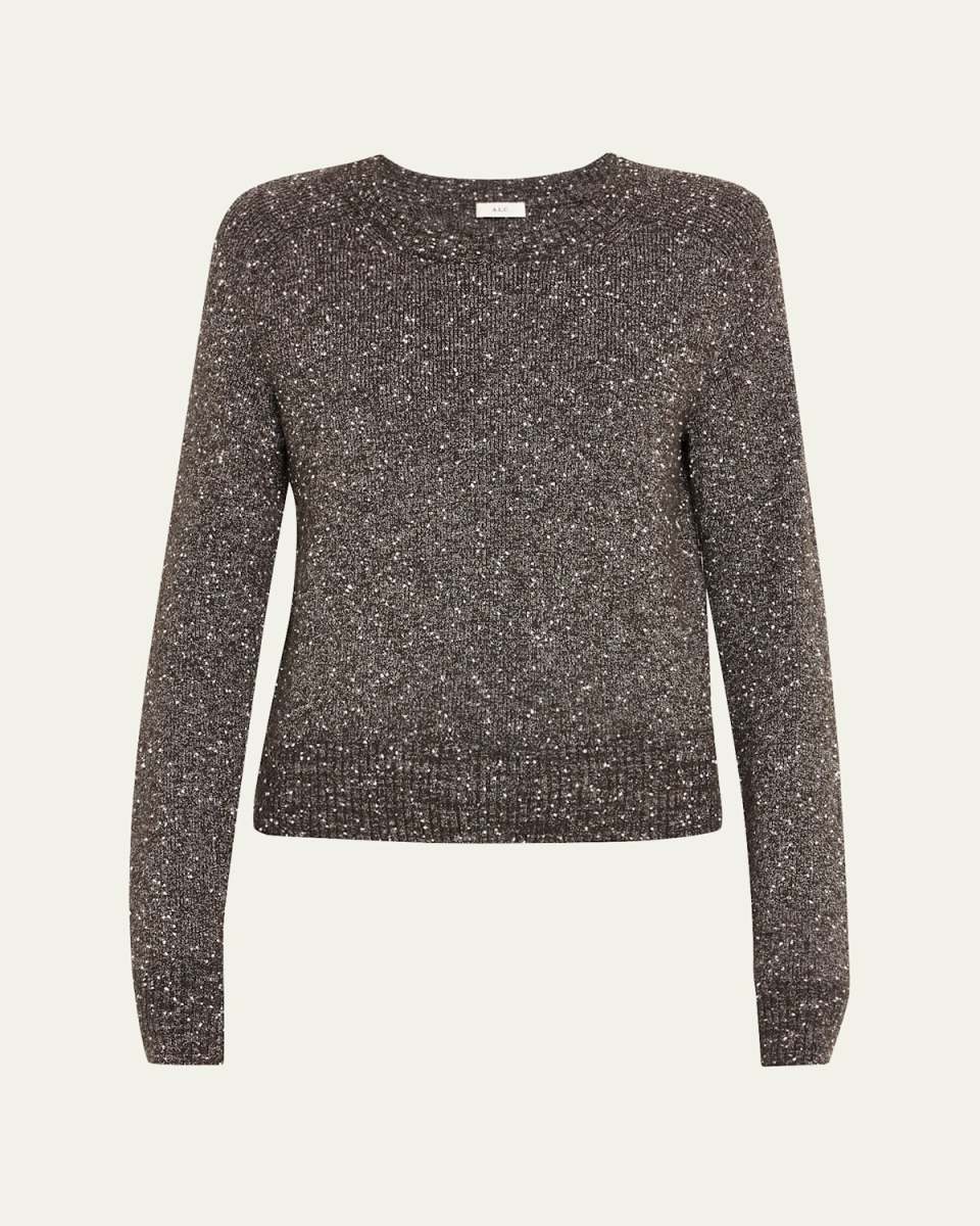 Zoe Crewneck Bouclé Tweed Sweater
